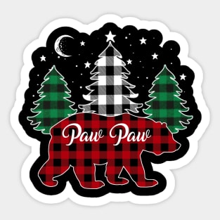 Paw Paw Bear Buffalo Red Plaid Matching Family Christmas Sticker